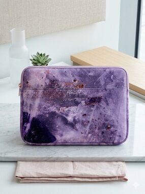 NWOT My Tagalongs Purple Marble & Gold Laptop Sleeve – 10” x 14”